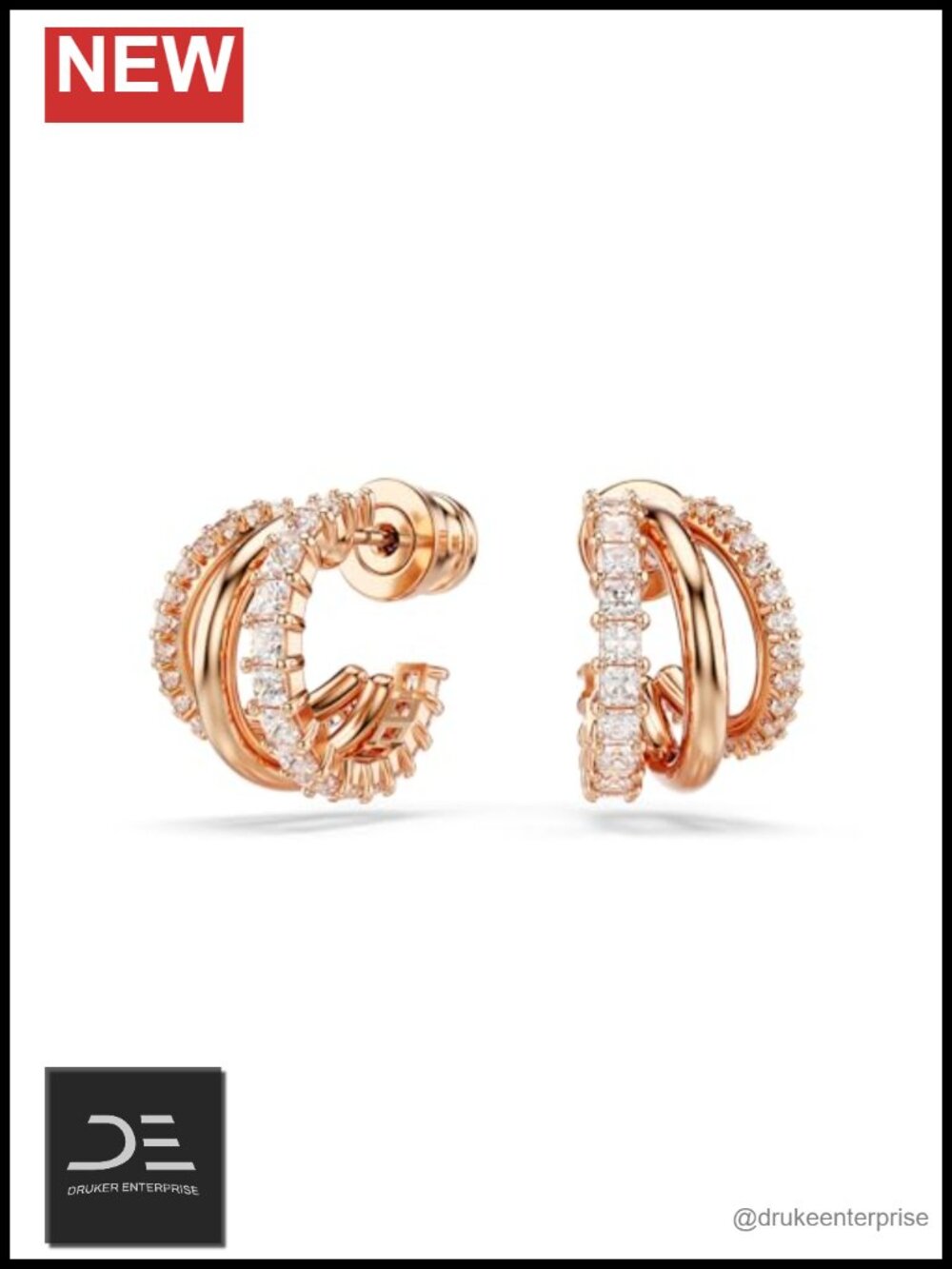 Swarovski Hyperbola Mini Hoop Earrings Rose Gold-Tone Plated Cubic Zirconia